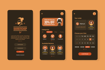 Barber shop mobile phone app interface template