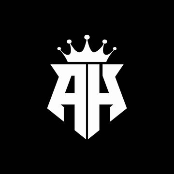 ah logo monogram shield shape with crown design template