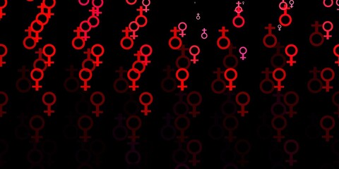 Light Pink, Red vector backdrop with woman's power symbols.