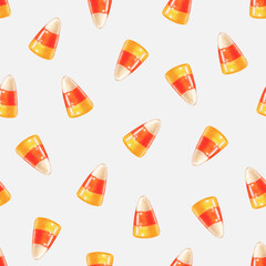Halloween candy corn seamless pattern. Halloween party sweets