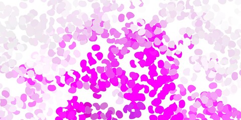 Fototapeta na wymiar Light purple, pink vector backdrop with chaotic shapes.