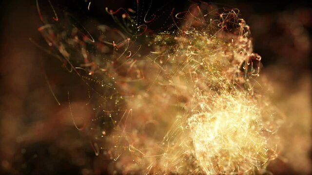 Flying fire sparks motion as animated 3D abstract intro decoration explosion background 4K UHD video
