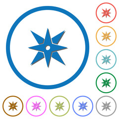 Compass icons with shadows and outlines