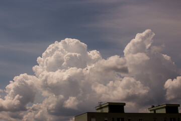 Cumulus cloud formations in the sky