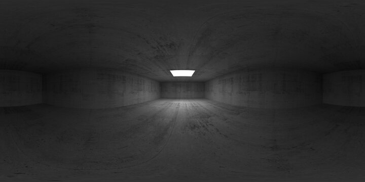 360 degree panorama, empty concrete room