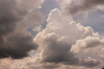 Cumulus cloud formations in the sky