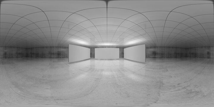 360 degree panorama, empty white room interior