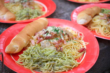 登山で作るパスタ料理