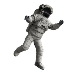 astronaut performing a spacewalk, isolated on white background  - obrazy, fototapety, plakaty