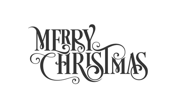 Merry Christmas beautiful lettering design isolated on white background.