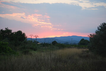 Red Spanish Sky over Mountains