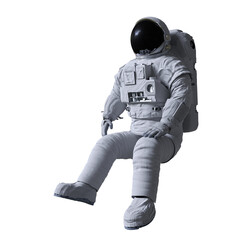 sitting astronaut, isolated on white background © dottedyeti