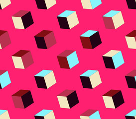 cubes seamless orange pink blue black