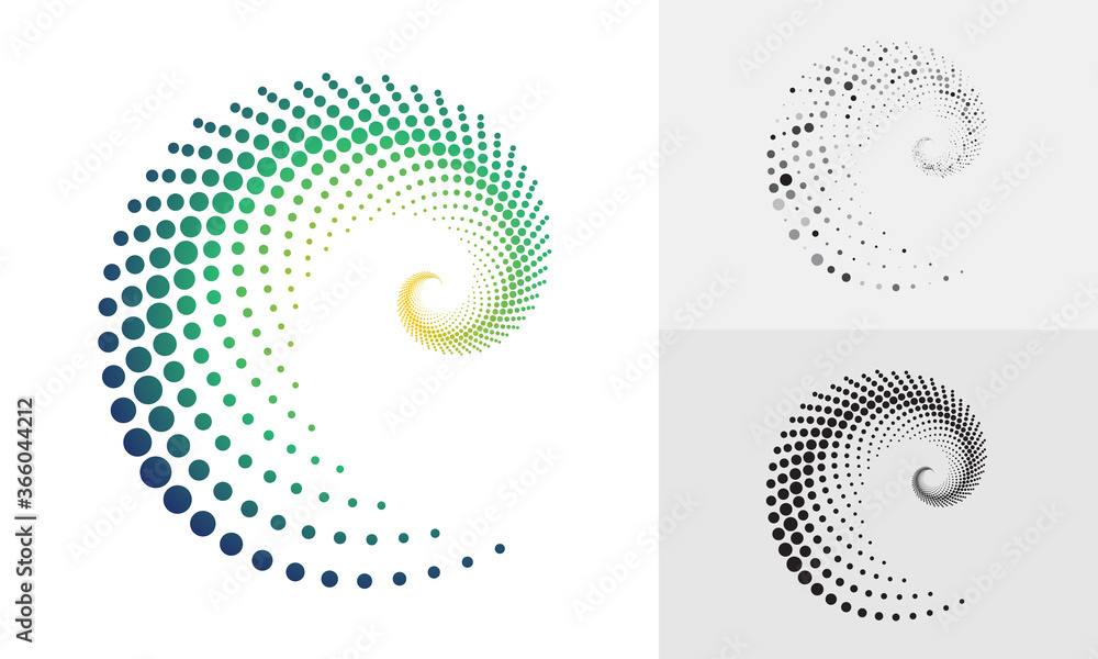 Fototapete abstract halftone swirl pattern in differents color.