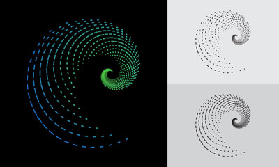 abstract halftone swirl pattern in differents color.