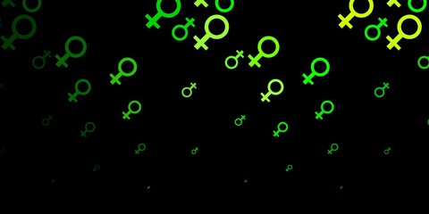 Dark Green, Yellow vector pattern with feminism elements.