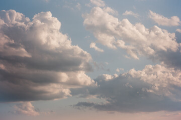Cumulus cloud formations in the sky