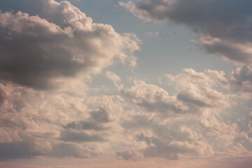 Cumulus cloud formations in the sky