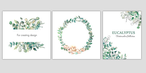 Watercolor illustration. Floral template