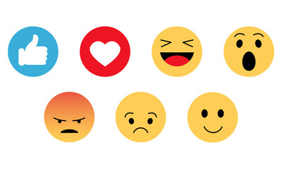 Set of emoticons. Symbols for social net. Like, love signs.