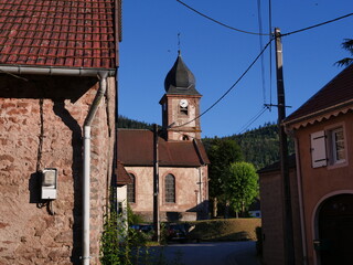 Obraz premium The small village of Luvigny lost in the Vosges forests. july 2020