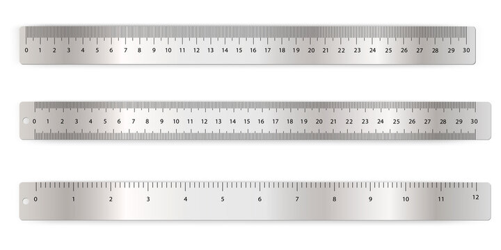 A set of metal rulers.Metric double ruler, metric single ruler, inch single ruler.It can be used as a design element for posters and banners.Vector illustration.