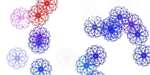 Light blue, red vector doodle pattern with flowers.