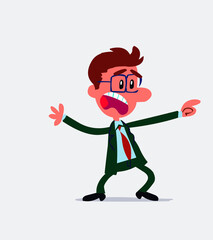 Fototapeta premium Shocked business man pointing in isolated vector illustration 
