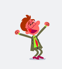 Euphoric businessman in isolated vector illustration
