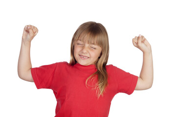 Winner girl with red t-shirt