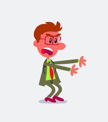 Fototapeta premium Very angry businessman pointing at something in isolated vector illustration