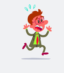 Businessman running scared in isolated vector illustration
