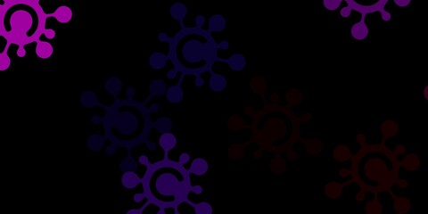 Dark blue, red vector background with covid-19 symbols.