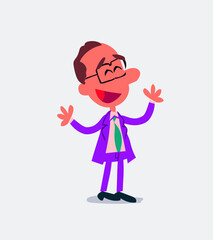 Pleased businessman explaining something in isolated vector illustration
