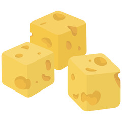Few cubes of cheese. Milk product in cartoon style.