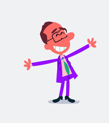 Business man opening arms very happy 
