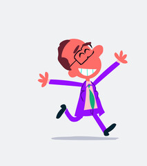 Businessman running euphoric in isolated vector illustration
