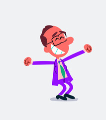 Euphoric businessman in isolated vector illustration
