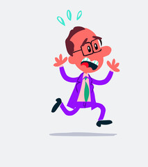 Businessman running scared in isolated vector illustration
