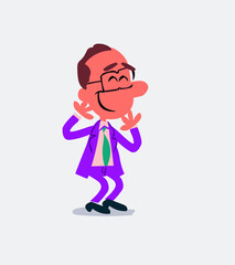 Businessman smiling shyly in isolated vector illustration 