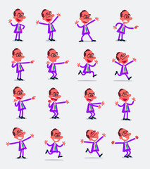 Cartoon character businessman in smart casual style. Set with different postures, attitudes and poses, doing different activities in isolated vector illustrations.
