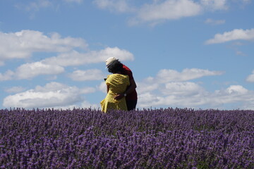 Couple in lavender field