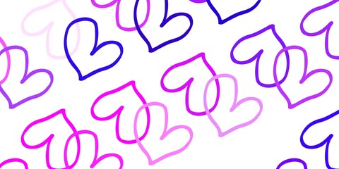 Light Purple, Pink vector texture with lovely hearts.