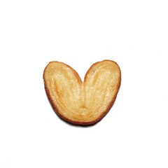 Heart shape butter cookies isolated. Homemade sweet biscuit 