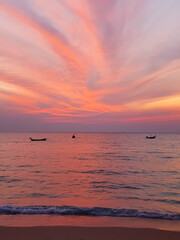 Fototapeta premium Background of colorful sky concept: Dramatic sunset with twilight color sky and clouds.