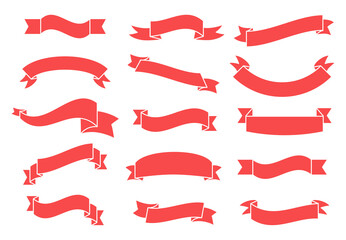 Banners and ribbons set isolated on white background. Collection of trendy banners and ribbons for web site, tag, label, sticker, and badge. Creative art concept, vector illustration