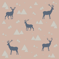 wallpaper with a pattern of deer and triangles