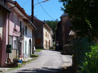 Fototapeta na wymiar The small village of Luvigny lost in the Vosges forests. july 2020