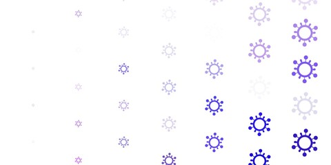 Light Purple vector background with covid-19 symbols.