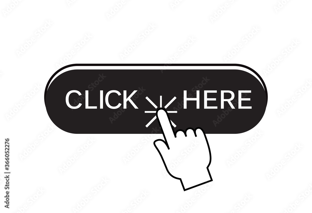 Poster click here button isolated on white background. trendy click here button for web site, app, label, b